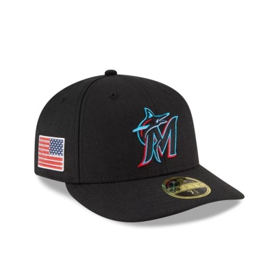 Sapca New Era Miami Marlins MLB Crystals from Swarovski Flag Low Profile 59FIFTY Fitted - Negrii